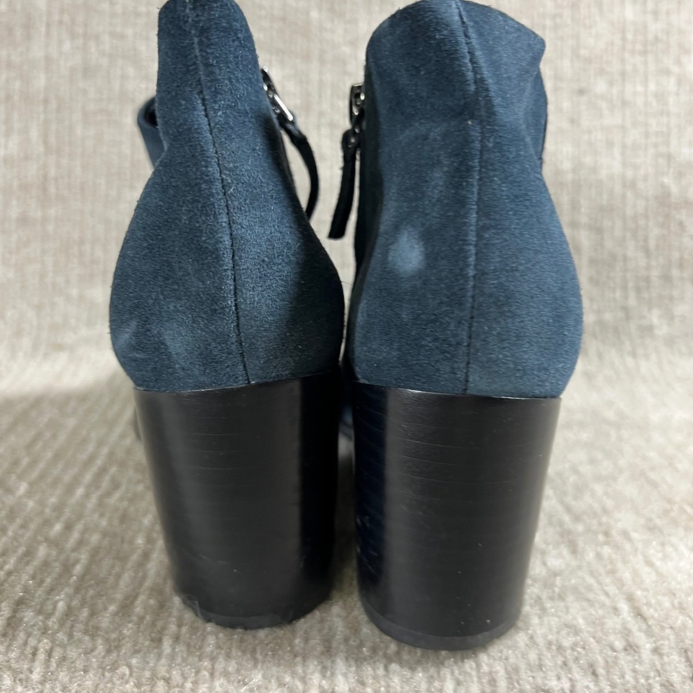 Marc FIsher Blue Suede Ankle Booties Zip Block Heel Fashion Shoes Womens 6.5M - Picture 2 of 11